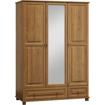 Šatní skříň Skříň 3D BHAGIRA 5, šíře 120 cm, masiv borovice, moření: dub + vyzvednutí ZDARMA