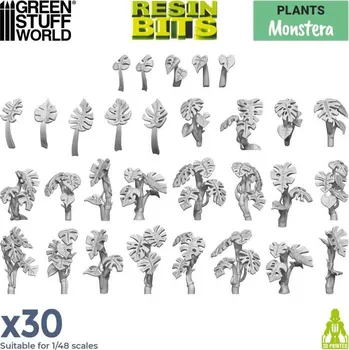 Plastikový model 3D Printed Set Monstera Plant – 3D tištěná rostlina Monstera (30 ks)