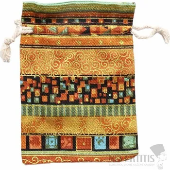 Dárková taška Sáček plátěný etno motiv žlutý 10 x 14 cm