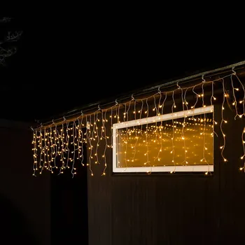 Vánoční světelná dekorace Konstsmide Christmas LED světelný závěs ledový déšť teplá bílá 5m - Celková délka - 1507 cm, z toho přívodní kabel - délka 1000 cm; vzdálenost mezi prameny - 13 cm transparentní 200 x 0,025 W LED - Doprava zdarma
