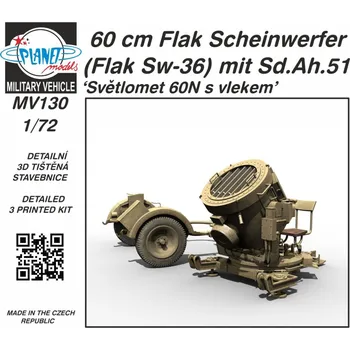 Plastikový model 1:72 60 cm Flak Scheinwerfer (Flak Sw-36) mit Sd.Ah.51 / Světlomet 60N s vlekem