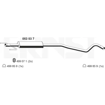 Výfukový systém Střední tlumič výfuku ERNST 053037