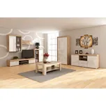 Obývací stěna SIWANI, dub sonoma/bílý lesk, 5 let záruka + vyzvednutí ZDARMA