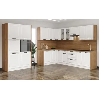 Kuchyňská linka Rohová kuchyně SNOW 280x280 cm, korpus bílý, dvířka bílé MDF + vyzvednutí ZDARMA