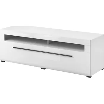 Televizní stolek JEOLLA televizní stolek šíře 140 cm, bílá/bílý lesk + vyzvednutí ZDARMA