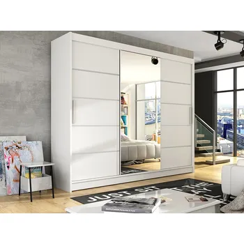 Šatní skříň Šatní skříň ANDE VI, bílá/zrcadlo +možnost VÝNOSU + PROVĚŘENO zákazníky + vyzvednutí ZDARMA