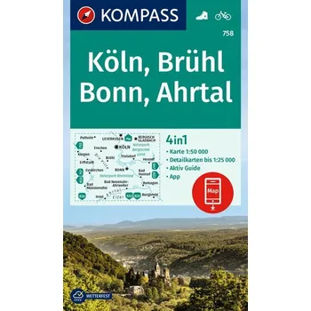 KOMPASS Wanderkarte 758 Köln, Brühl, Bonn, Ahrtal 1:50.000