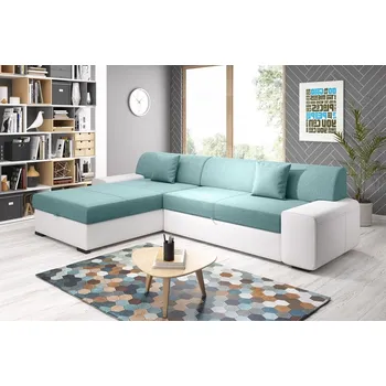 Sedací souprava Rohová rozkládací sedačka ANTIOCHIE, levá, mentolová/bílá +možnost VÝNOSU + vyzvednutí ZDARMA