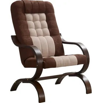 Křeslo Křeslo WESSON 4, hnědá látka/béžová látka/ořech + PROVĚŘENO zákazníky + vyzvednutí ZDARMA