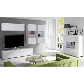 Obývací stěna Obývací stěna CALABRINI b | 220 cm + komoda 100 cm | 5 dílů G | bílá lesk