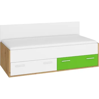 Dětská postel Postel s laťovým roštem 90x200 cm LEPON 205, dub artisan/bílá/zelená, 5 let záruka +možnost VÝNOSU + vyzvednutí ZDARMA