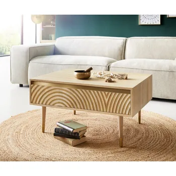 Konferenční stolek DELIFE Budaya 80x60 cm přírodní