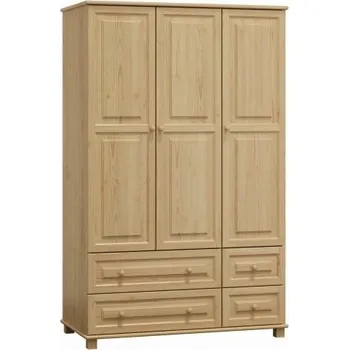 Šatní skříň Skříň 3D BHAGIRA 3, šíře 120 cm, masiv borovice + vyzvednutí ZDARMA