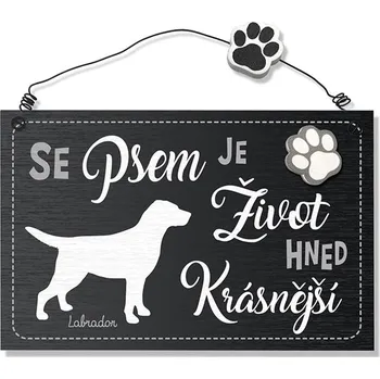 Domovní cedule Nekupto Dekorace cedule se psem - Labrador