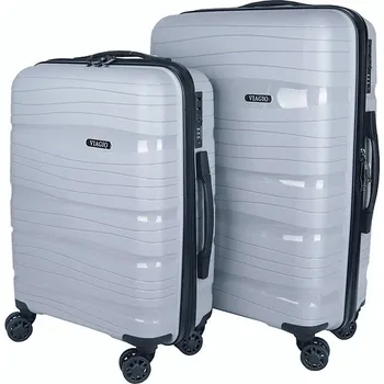 Sada 2 kufrů: Malý a střední šedý plastový (polypropylen) kufr VIAGIO