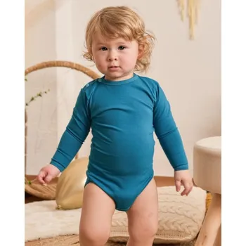 Dětské body s dlouhým rukávem, tmavý tyrkys 68