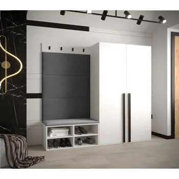 Předsíňová stěna Předsíňová stěna Miro 5 - bílá Barva: Tmavě šedá - Manila 16