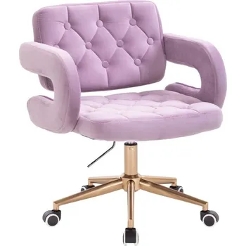 LuxuryForm DESIGN Kosmetická židle ADRIA VELUR na zlaté podstavě s kolečky - levandule