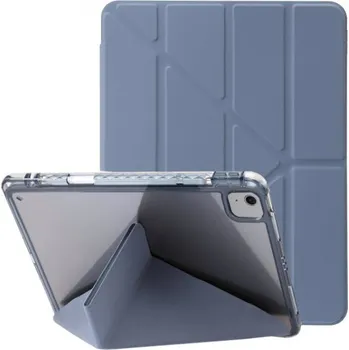 Pouzdro na mobilní telefon Pouzdro s transparentní zadní stranou a origami stojánkem pro iPad Air 13" (2024/2025) - modrošedé