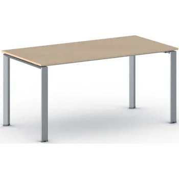 Psací stůl Jednací kancelářský stůl PRIMO INFINITY, 160x80 cm, šedostříbrná podnož, buk