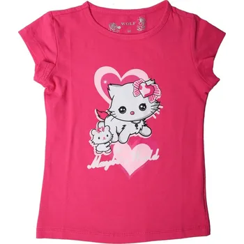 Dívčí tričko Dívčí tričko Wolf S2210A vel. 98 tmavě růžové