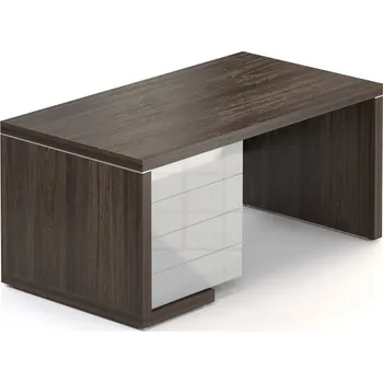 Jídelní stůl Stůl Lineart 160 x 85 cm + levý kontejner, jilm tmavý / bílá