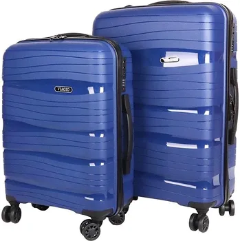 Sada 2 kufrů: Malý a střední modrý plastový (polypropylen) kufr VIAGIO