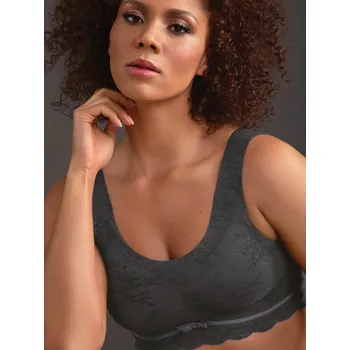 Těhotenská móda Anita Podprsenka vhodná pro těhotné bez kostic Essential antracit s krajkou Velikost: L