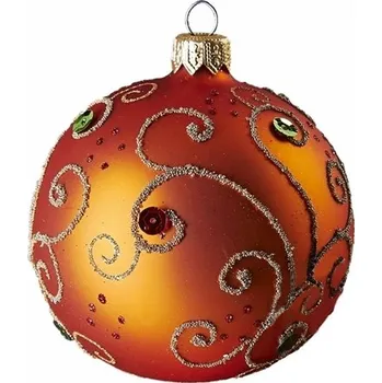 Vánoční ozdoba Vánoční koule oranžová kamínky