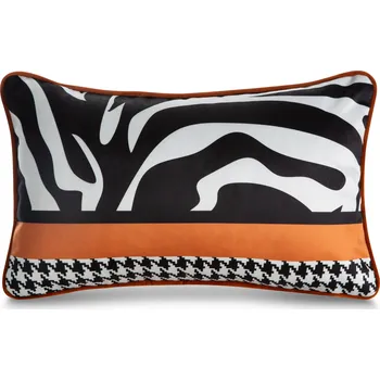 Polštář Velurový polštář camel, černo-bílý vzor 30x50 cm