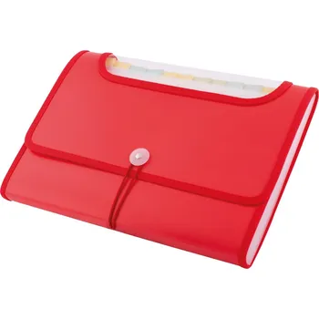 Aktovka na dokumenty Aktovka s přihrádkami D.RECT 5590, A4, 12 přihrádek, mix barev Barva: Červená