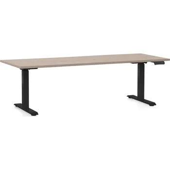 Psací stůl Výškově nastavitelný stůl OfficeTech D, 200 x 80 cm, černá podnož, dub