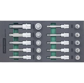 Autodílna Modul pěnový - zástrčné hlavice XZN 1/2", M5 - M18, 20 ks - JONNESWAY S64H4120KV