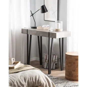 Obývací pokoj Konzolový stolek imitace betonu černé kovové nohy 40 x 100 cm vysoký stůl obdélníkový industriální styl Beliani