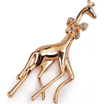Náramek Brož s broušenými kamínky žirafa, malé, 2 zlatá