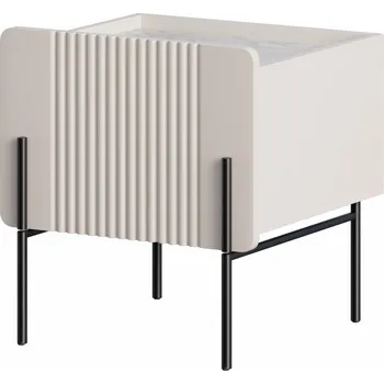 Noční stolek Nábytek PEGAS s.r.o. Noční stolek Malmi, kašmír / crema bianca / černé nožky