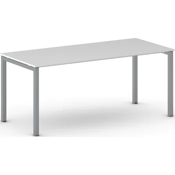 Psací stůl B2B Partner Jednací kancelářský stůl PRIMO SQUARE, 180x80 cm, šedostříbrná podnož, bílá