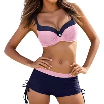 Dámské plavky Dámské dvoudílné plavky s nohavičkami (S-XL) Barva: Růžová, Velikost: L