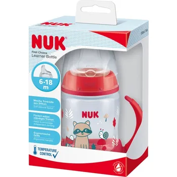 teploměr do vody pro miminko NUK FC Lahvička na učení s kontrolou teploty 150 ml červená