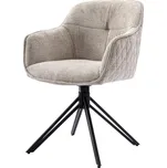 Jídelní a konferenční židle, potah krémová látka, kovové nohy, černý mat