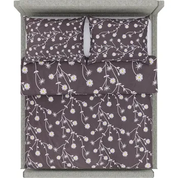 Povlečení Tegatex Povlečení bavlna - květy kopretin na šedé 70*90 cm, 140*200 cm