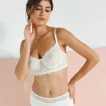 Podprsenka Blancheporte Polovyztužená podprsenka z krajky Lanai, s pružnými kosticemi slonová kost 75B