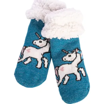 Antonio Dětské zateplené ponožky Jednorožec světle modrá 32-34