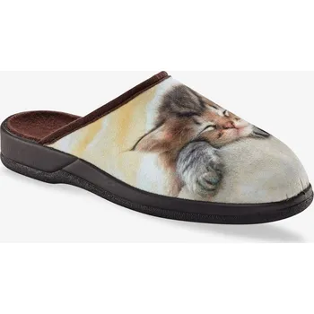 Dámské pantofle Blancheporte Pantofle s motivem spícího koťátka béžová/kaštanová 39