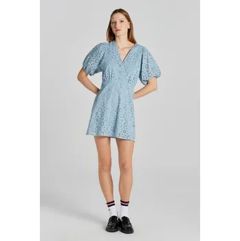 Dámské šaty ŠATY GANT REG BRODERIE ANGLAISE DRESS DOVE BLUE