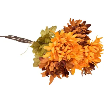umělá květina Kytice oranžových a hnědých chryzantém 6 ks, 70 cm