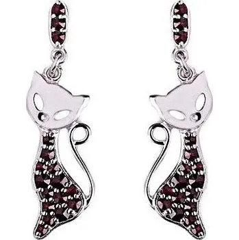 Náušnice Granát Turnov Český granát náušnice kočka