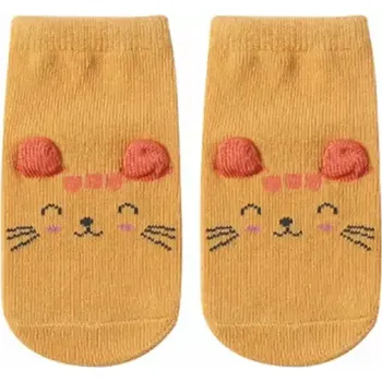 Protiskluzové ponožky - KOČKA - TMAVĚ ŽLUTÉ - (12-36m)M (Značka: BABY)