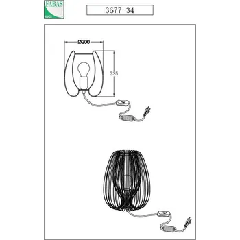 Lampička Fabas Luce Stolní lampa Camp, černá, drátěný koš, Ø 20 cm 1 x 40 W - Doprava zdarma