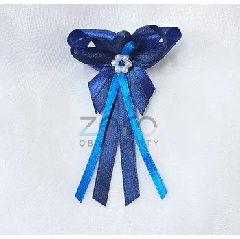 Svatební dekorace Vonička (vývazek) svatební - tm. modrá-námořnická s perlovým květem II